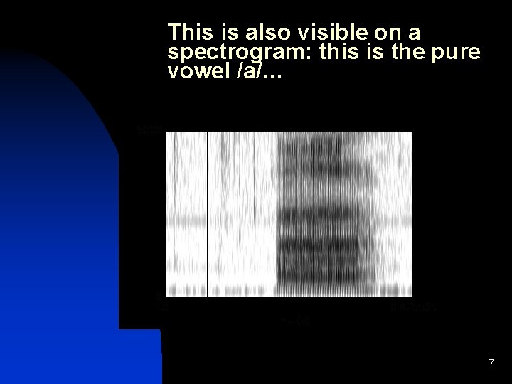 This is also visible on a spectrogram: this is the pure vowel /a/… 7