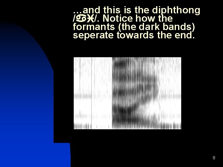 …and this is the diphthong /ai/. Notice how the formants (the dark bands) seperate