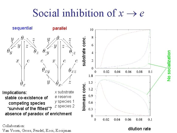 Social inhibition of x e parallel Collaboration: Van Voorn, Gross, Feudel, Kooijman biomass conc.