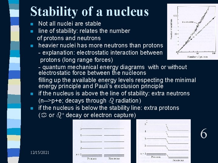 Stability of a nucleus n n n Not all nuclei are stable line of