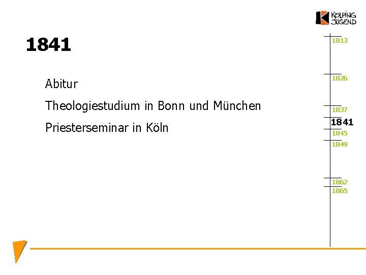 1841 Abitur Theologiestudium in Bonn und München Priesterseminar in Köln 1813 1826 1837 1841