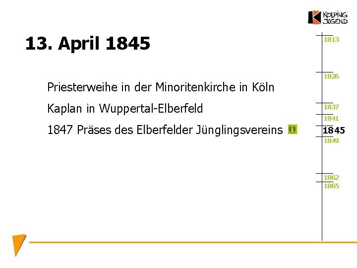 13. April 1845 Priesterweihe in der Minoritenkirche in Köln 1813 1826 Kaplan in Wuppertal-Elberfeld