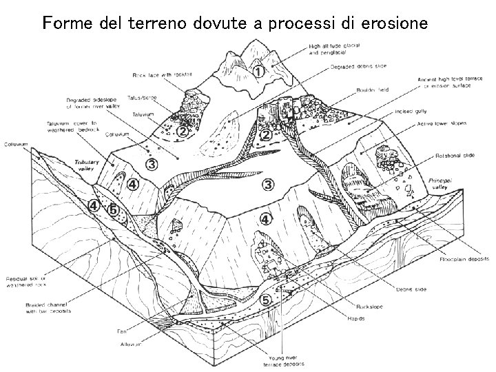 Forme del terreno dovute a processi di erosione 