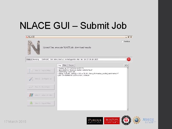 NLACE GUI – Submit Job 17 March 2015 