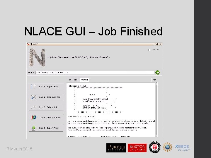 NLACE GUI – Job Finished 17 March 2015 