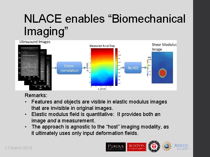NLACE enables “Biomechanical Imaging” Remarks: • Features and objects are visible in elastic modulus