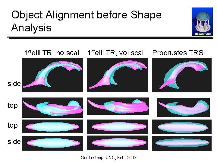Object Alignment before Shape Analysis 1 stelli TR, no scal 1 stelli TR, vol