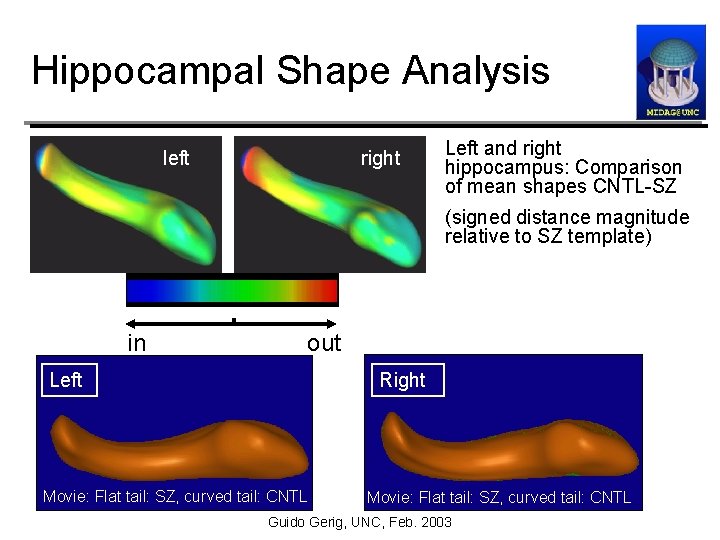 Hippocampal Shape Analysis left right Left and right hippocampus: Comparison of mean shapes CNTL-SZ