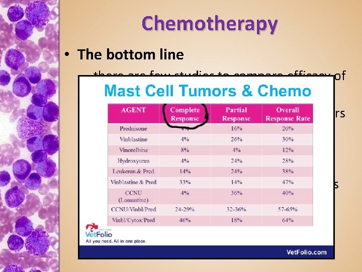 Chemotherapy • The bottom line – there are few studies to compare efficacy of