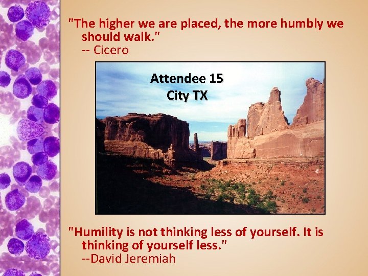 "The higher we are placed, the more humbly we should walk. " -- Cicero