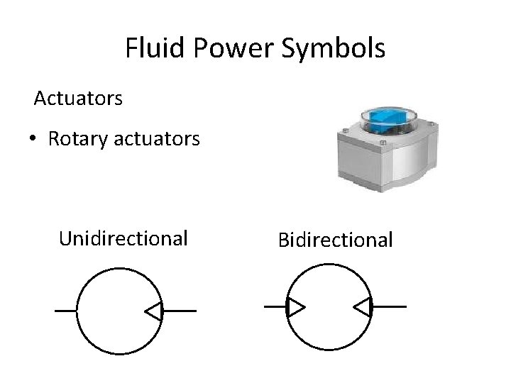 Fluid Power Symbols Actuators • Rotary actuators Unidirectional Bidirectional 