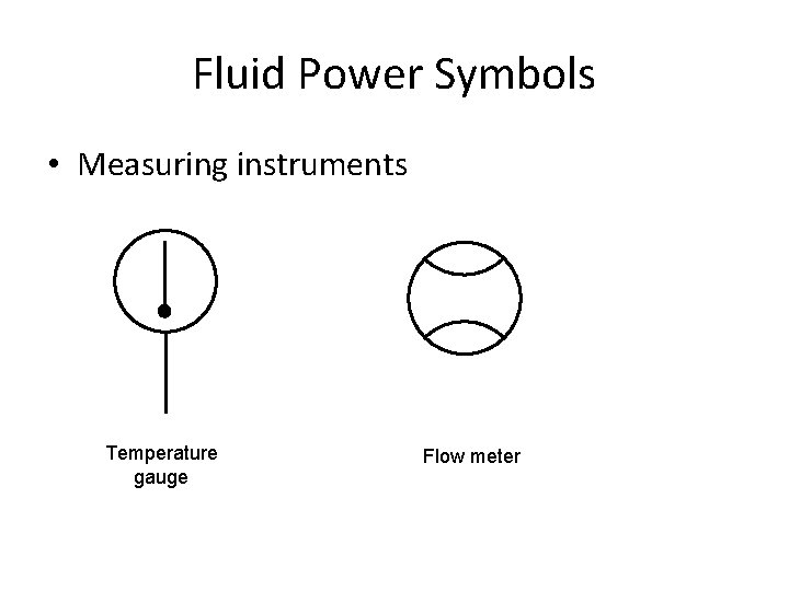 Fluid Power Symbols • Measuring instruments Temperature gauge Flow meter 