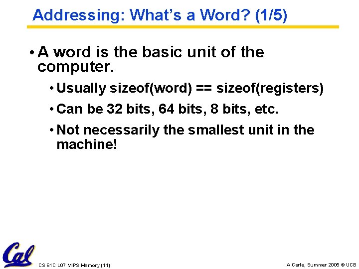 Addressing: What’s a Word? (1/5) • A word is the basic unit of the