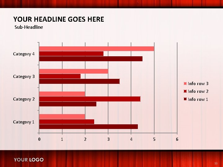 YOUR HEADLINE GOES HERE Sub-Headline Category 4 Category 3 Info row 2 Category 2