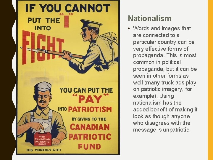 Nationalism • Words and images that are connected to a particular country can be