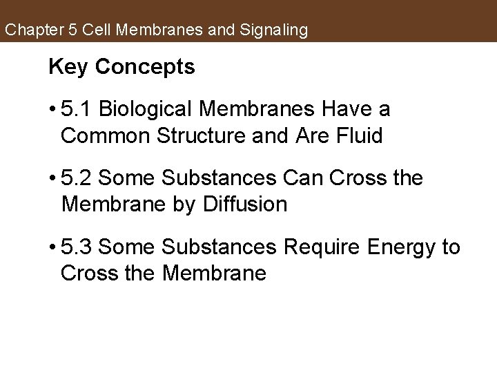 Chapter 5 Cell Membranes and Signaling Key Concepts • 5. 1 Biological Membranes Have
