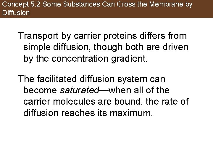 Concept 5. 2 Some Substances Can Cross the Membrane by Diffusion Transport by carrier