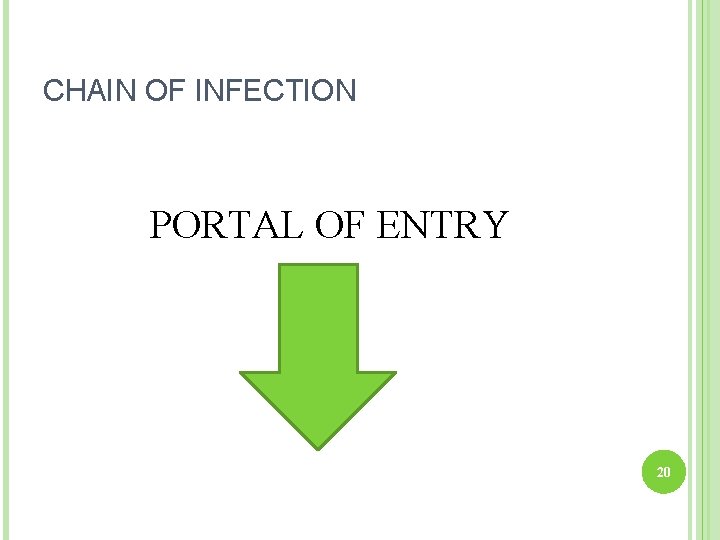 CHAIN OF INFECTION PORTAL OF ENTRY 20 