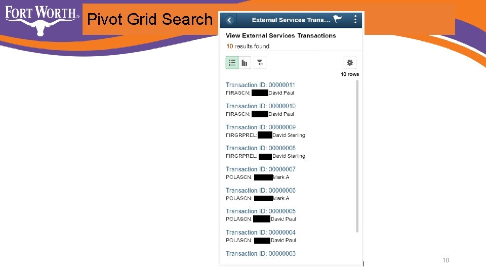 Pivot Grid Search 10 