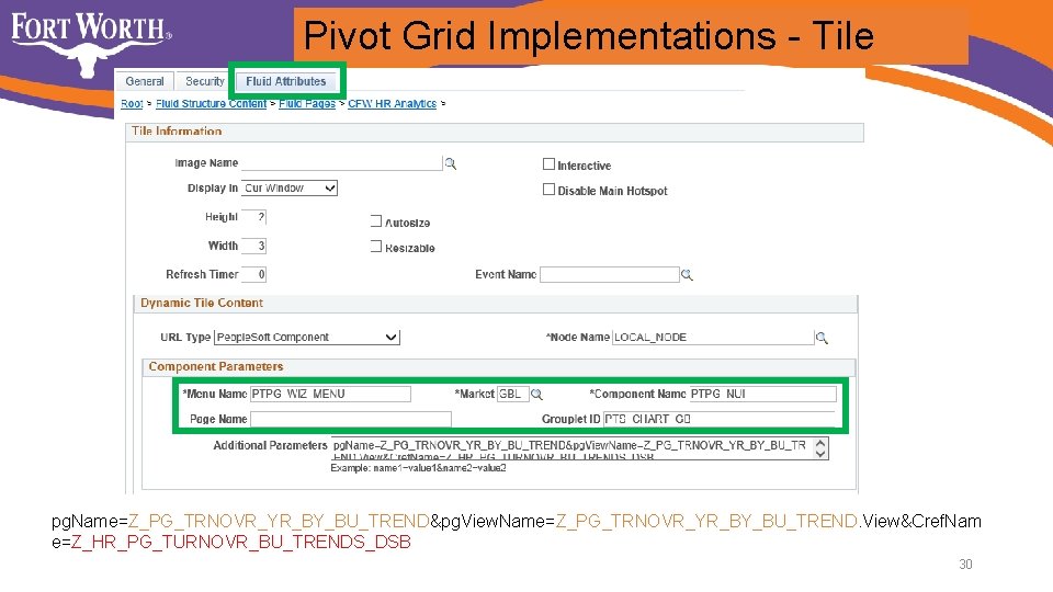 Pivot Grid Implementations - Tile pg. Name=Z_PG_TRNOVR_YR_BY_BU_TREND&pg. View. Name=Z_PG_TRNOVR_YR_BY_BU_TREND. View&Cref. Nam e=Z_HR_PG_TURNOVR_BU_TRENDS_DSB 30 