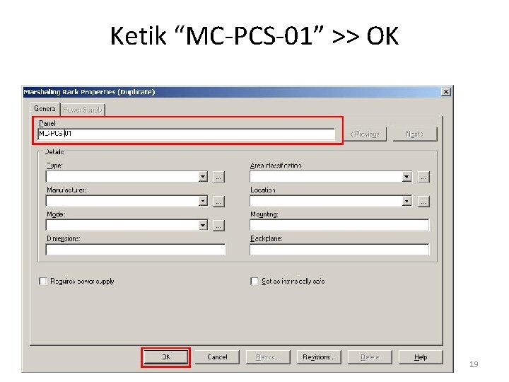 Ketik “MC-PCS-01” >> OK 19 