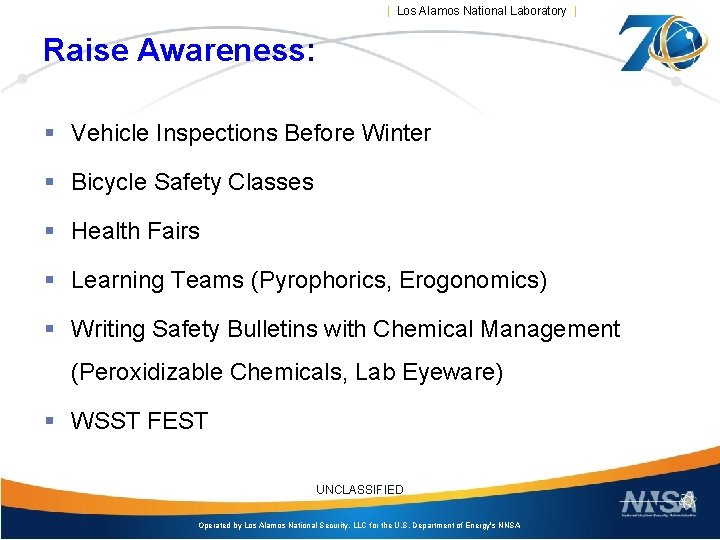 | Los Alamos National Laboratory | Raise Awareness: § Vehicle Inspections Before Winter §