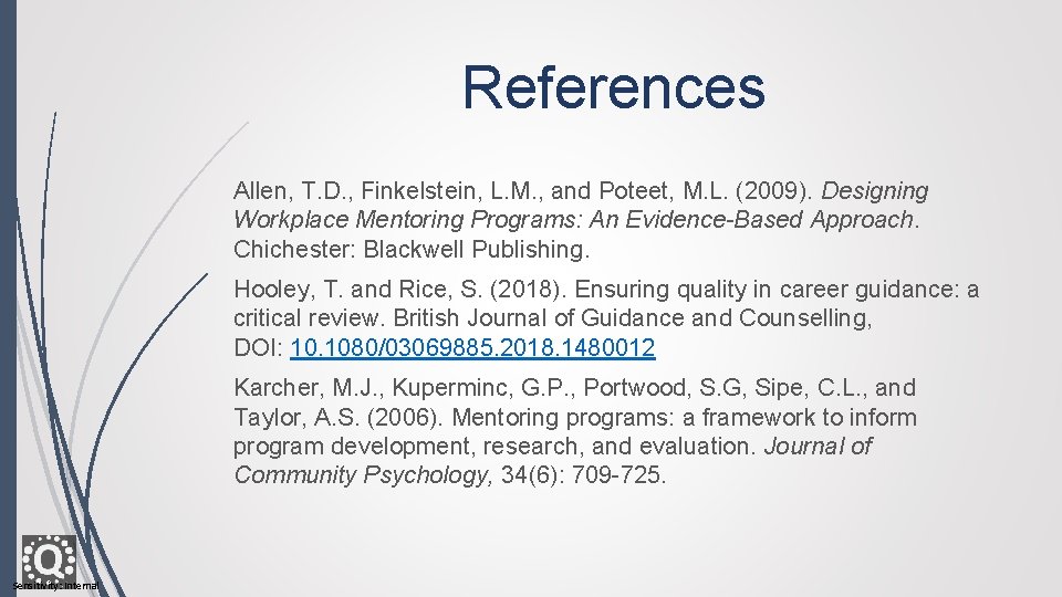References Allen, T. D. , Finkelstein, L. M. , and Poteet, M. L. (2009).