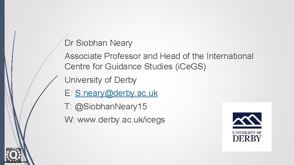 Dr Siobhan Neary Associate Professor and Head of the International Centre for Guidance Studies