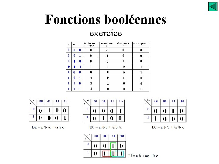Fonctions booléennes exercice 