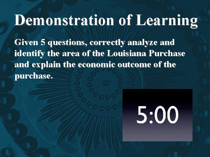 Demonstration of Learning Given 5 questions, correctly analyze and identify the area of the