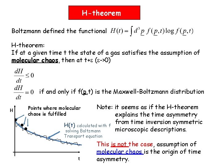 H-theorem Boltzmann defined the functional H-theorem: If at a given time t the state H-theorem Boltzmann defined the functional H-theorem: If at a given time t the state
