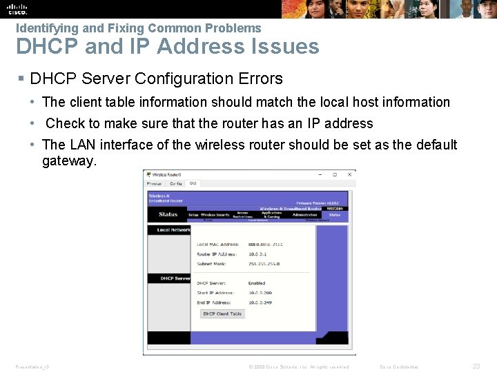 Identifying and Fixing Common Problems DHCP and IP Address Issues § DHCP Server Configuration