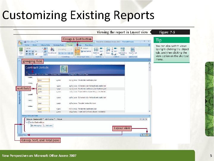 Customizing Existing Reports New Perspectives on Microsoft Office Access 2007 XP 5 