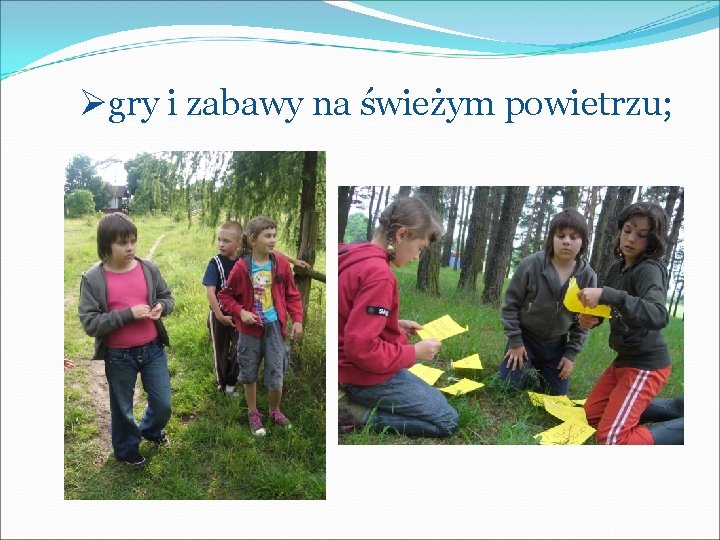 Øgry i zabawy na świeżym powietrzu; 