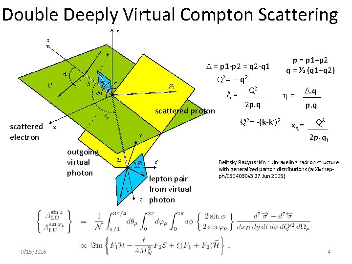 Double Deeply Virtual Compton Scattering p = p 1+p 2 q = ½ (q