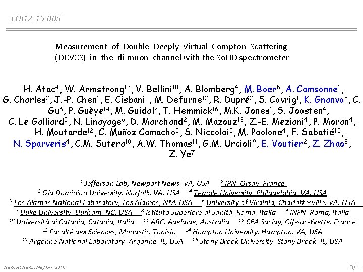 LOI 12 -15 -005 Measurement of Double Deeply Virtual Compton Scattering (DDVCS) in the