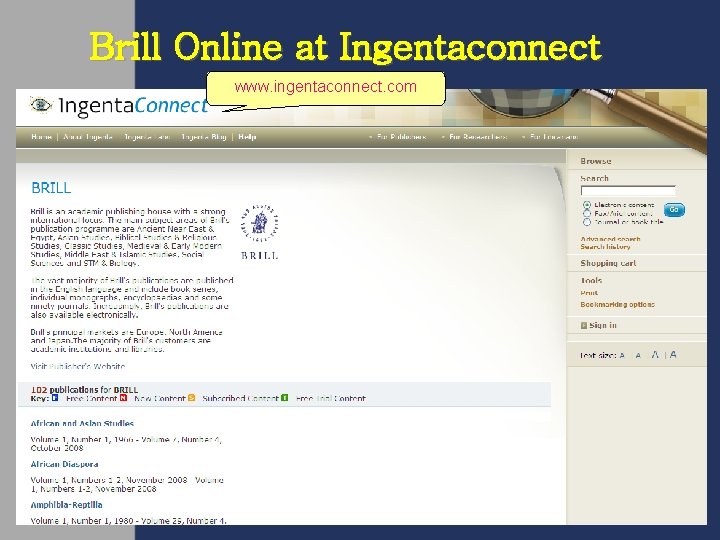 Brill Online at Ingentaconnect www. ingentaconnect. com 
