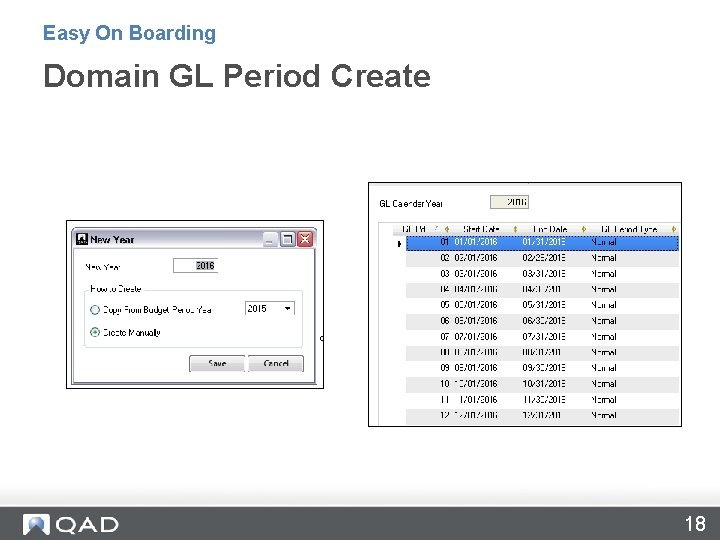 Easy On Boarding Domain GL Period Create 18 