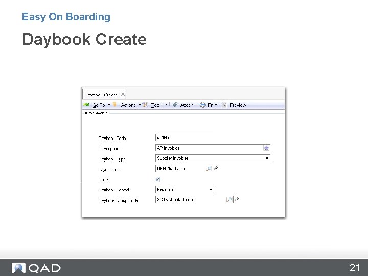 Easy On Boarding Daybook Create 21 