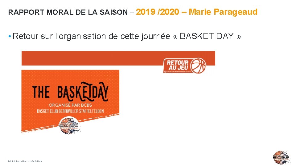 RAPPORT MORAL DE LA SAISON – 2019 /2020 – Marie Parageaud • Retour sur