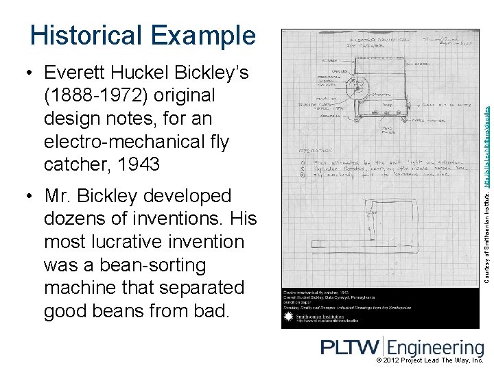  • Everett Huckel Bickley’s (1888 -1972) original design notes, for an electro-mechanical fly