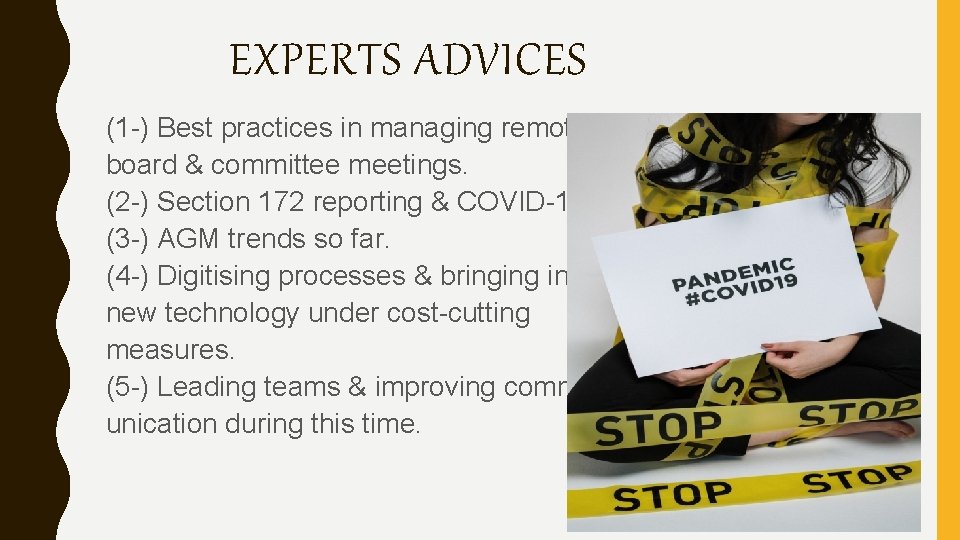 EXPERTS ADVICES (1 -) Best practices in managing remote board & committee meetings. (2
