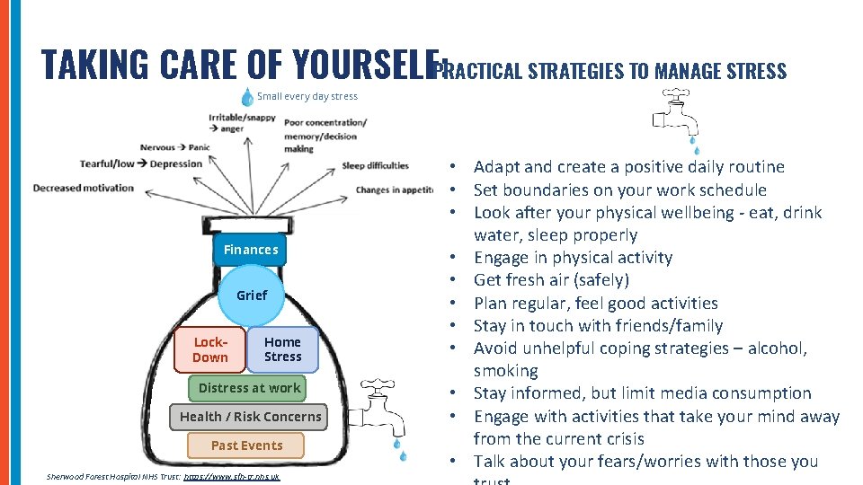 TAKING CARE OF YOURSELF: PRACTICAL STRATEGIES TO MANAGE STRESS Small every day stress Finances