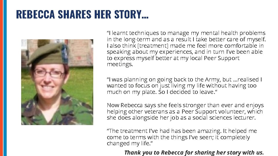 REBECCA SHARES HER STORY… “I learnt techniques to manage my mental health problems in