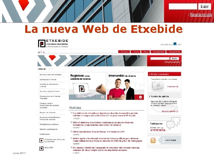 La nueva Web de Etxebide Nueva Web Etxebide Junio 2011 