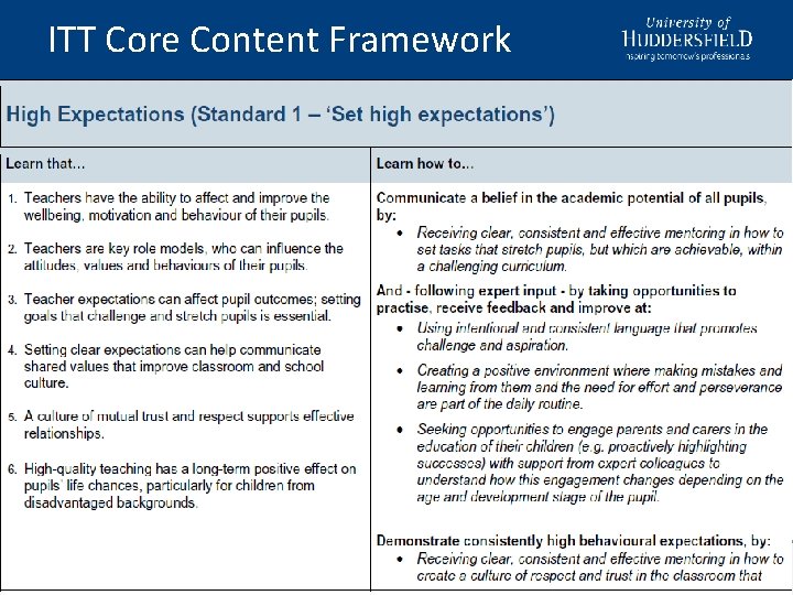 ITT Core Content Framework ITT Core Content Framework
