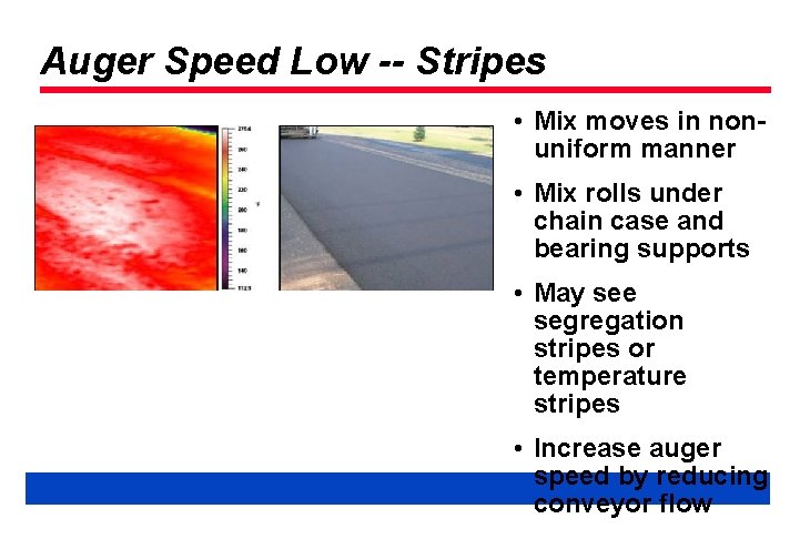 Auger Speed Low -- Stripes • Mix moves in nonuniform manner • Mix rolls