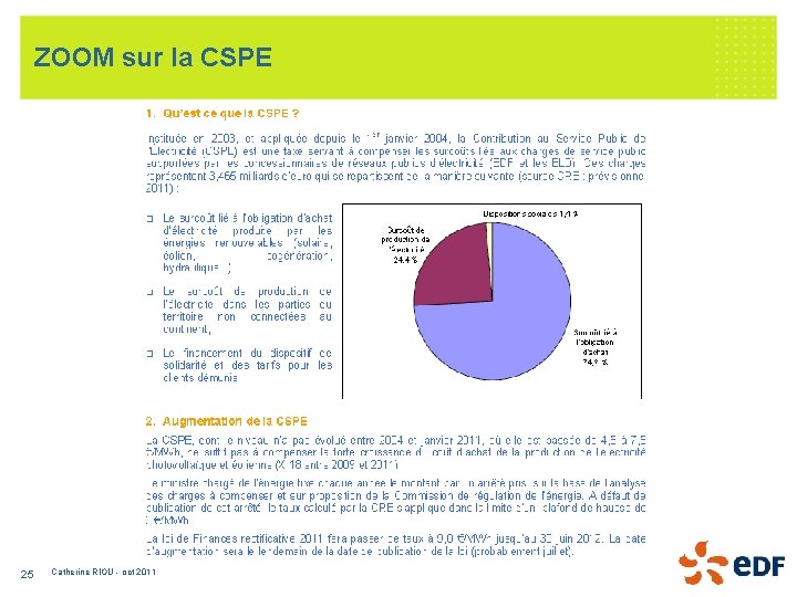 ZOOM sur la CSPE 25 Catherine RIOU - oct 2011 