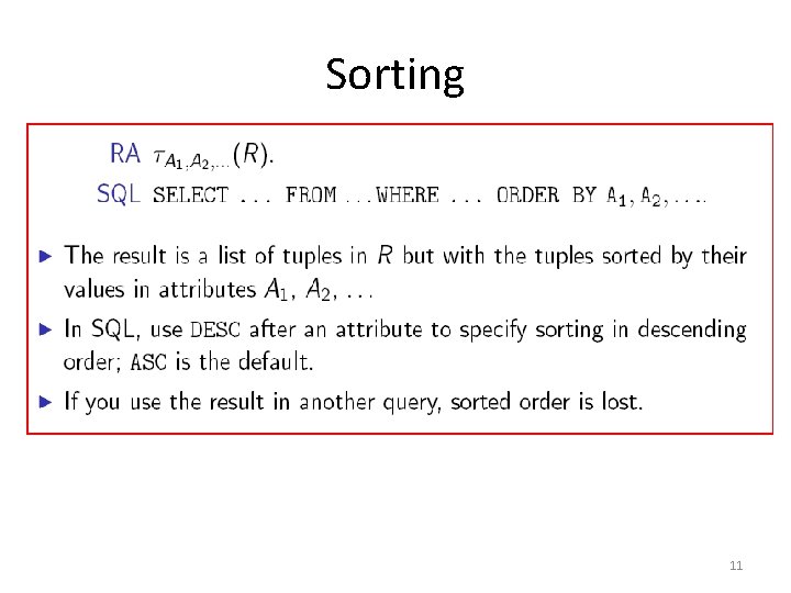 Sorting 11 Sorting 11