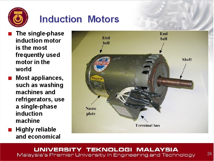 Induction Motors ■ The single-phase ■ ■ induction motor is the most frequently used
